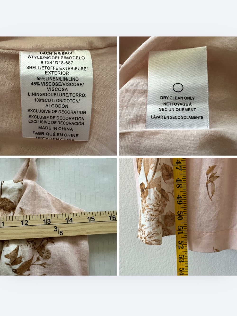 Sachin & Babi Giorno Tiered Floral Linen Blend Maxi Dress Cottagecore Medium - Picture 16 of 16